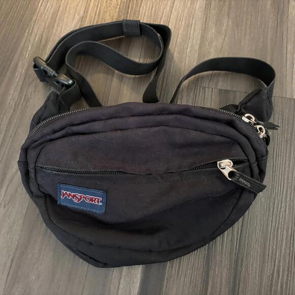 JanSport Other - Vintage Jansport Fanny Pack Black Double Zip Up Buckle Pack Black Belt Bag
